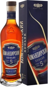 Коньяк Командирский, 5 zvezd, 5 лет, 0.5 л (п/у)