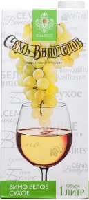 Вино Белое Сухое, Семь Виноделов, 1 л